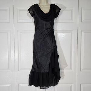 Satin midi  Black Evening Dress